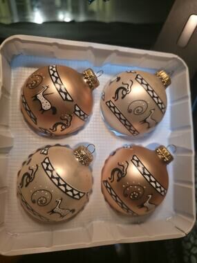 Vintage Christmas by Krebs Southwest Kokopelli Glass Ornaments Boxed Set of 4